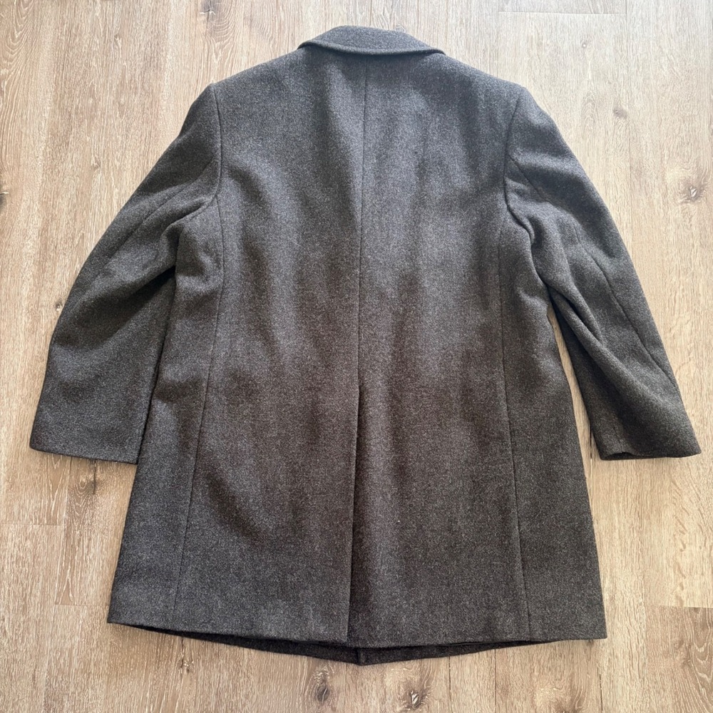 Mens Charcoal Grey 100%Wool Overcoat Jacket Robert Allen Knights Chambers